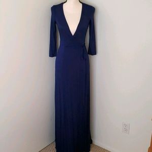Lulus Navy Wrap Maxi Dress